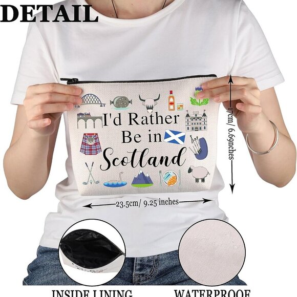 Scotland Trip Vacation Gift I'd Rather Be in Scotland Makeup Bag Scotland Pride - Picture 3 of 7